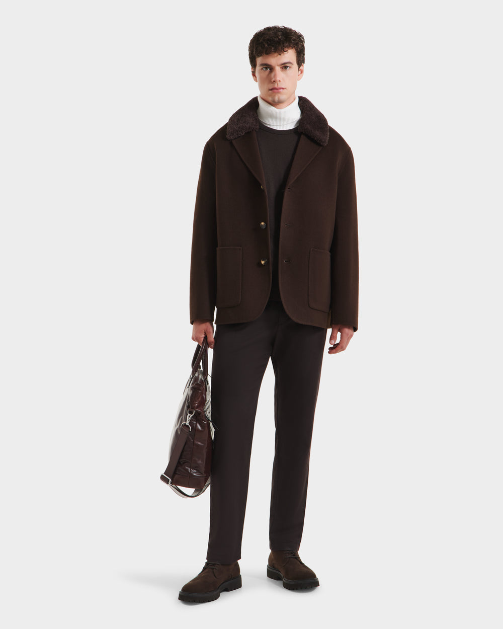 RUDSAK AIDEN Men's Wool-Blend Coat | Removable Faux Shearling – Rudsak