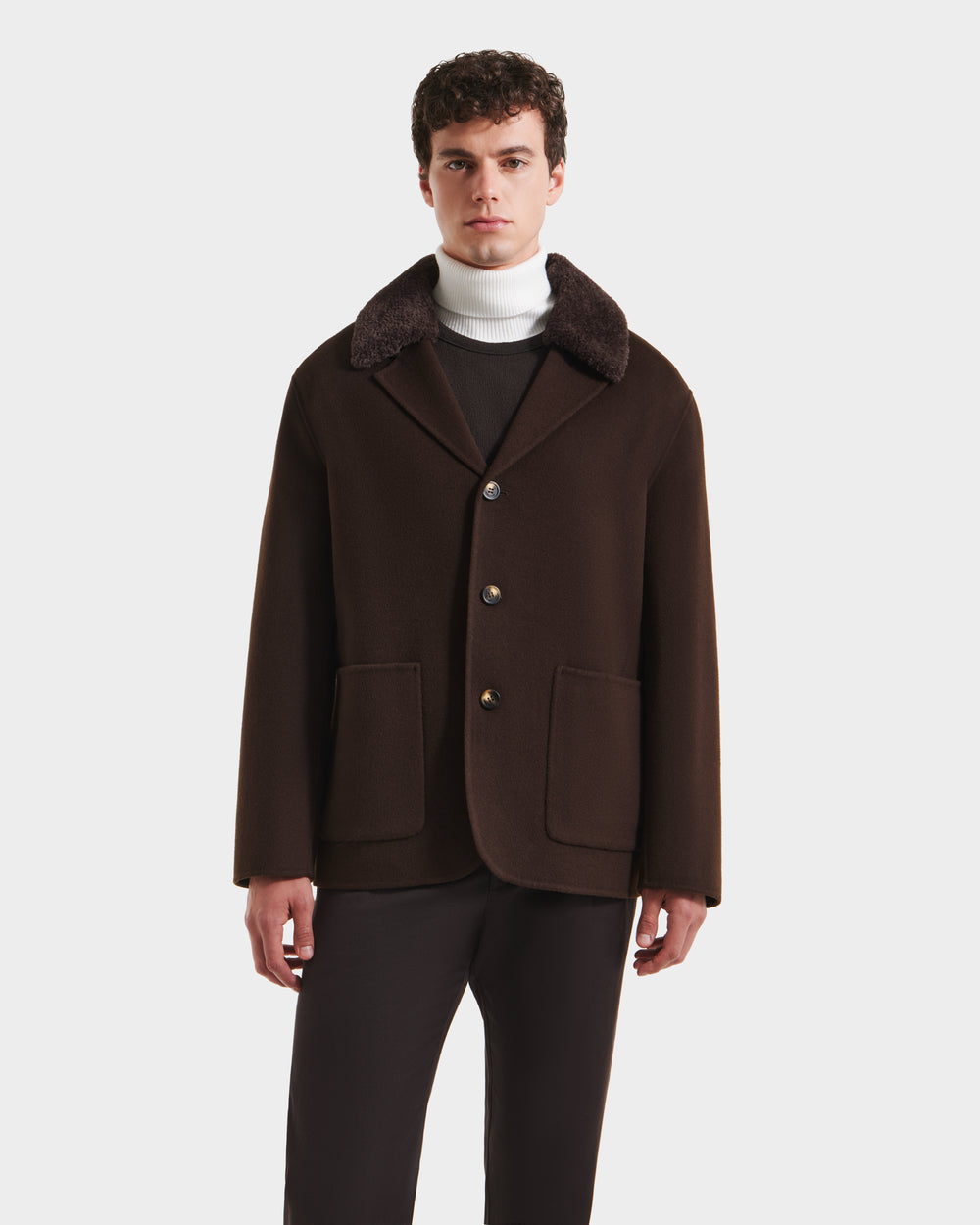 RUDSAK AIDEN Men's Wool-Blend Coat | Removable Faux Shearling – Rudsak
