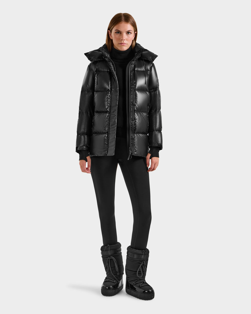 RUDSAK Alessandra S-S Black Glossy Down Puffer | Women's Warm Coat