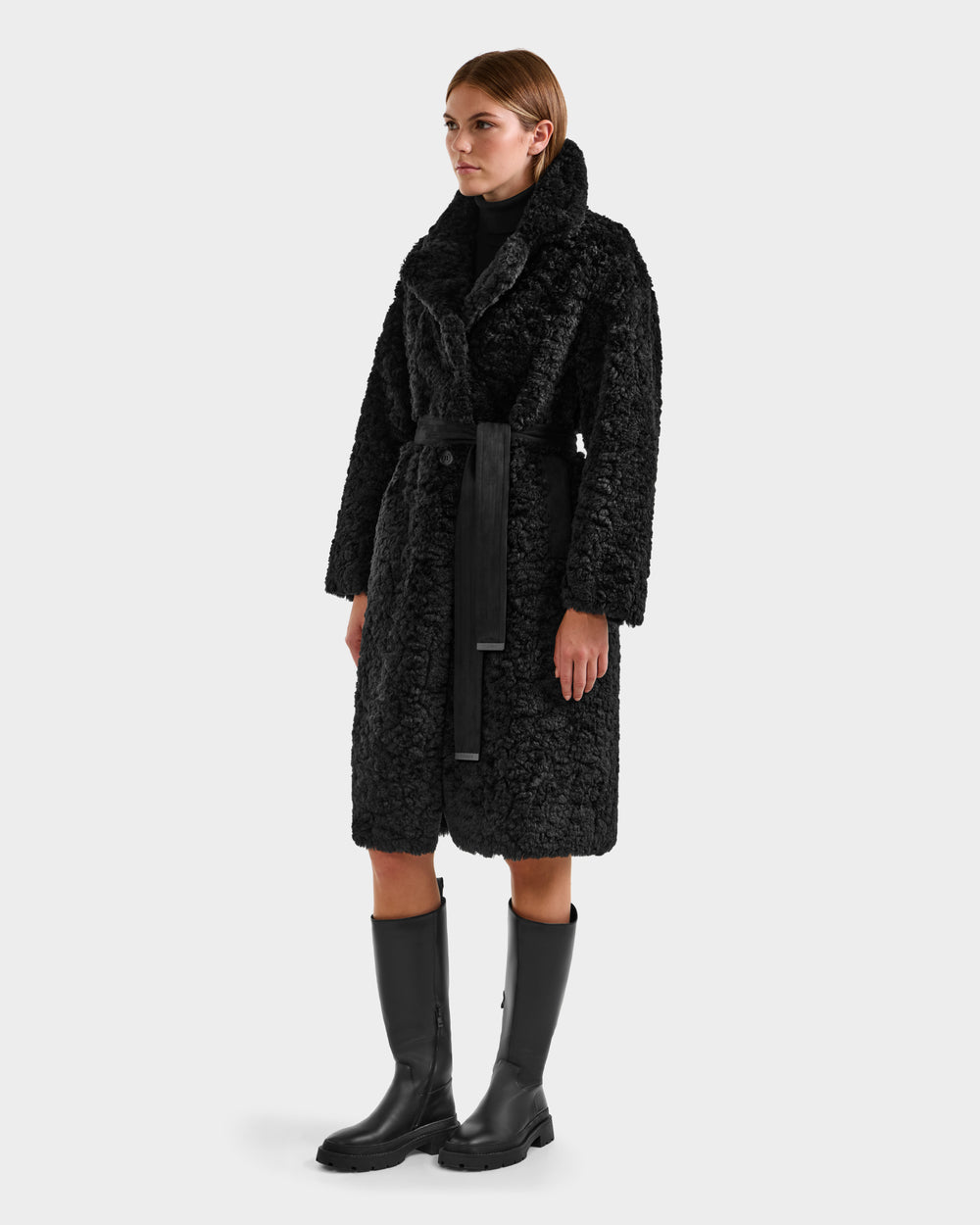 ANABELLE Reversible Faux Suede & Sherpa Women's Trench Coat | 2-in