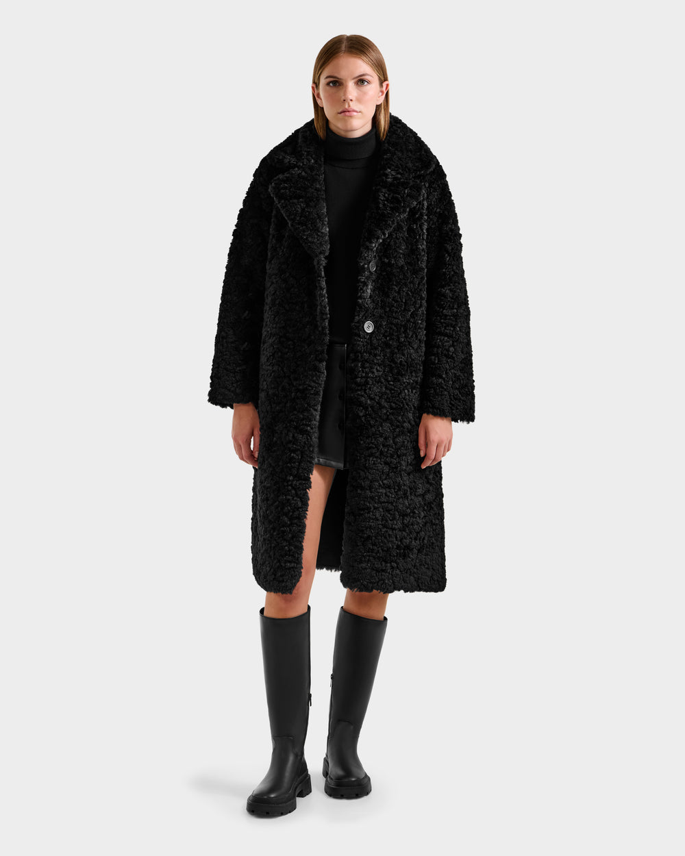 ANABELLE Reversible Faux Suede & Sherpa Women's Trench Coat | 2-in