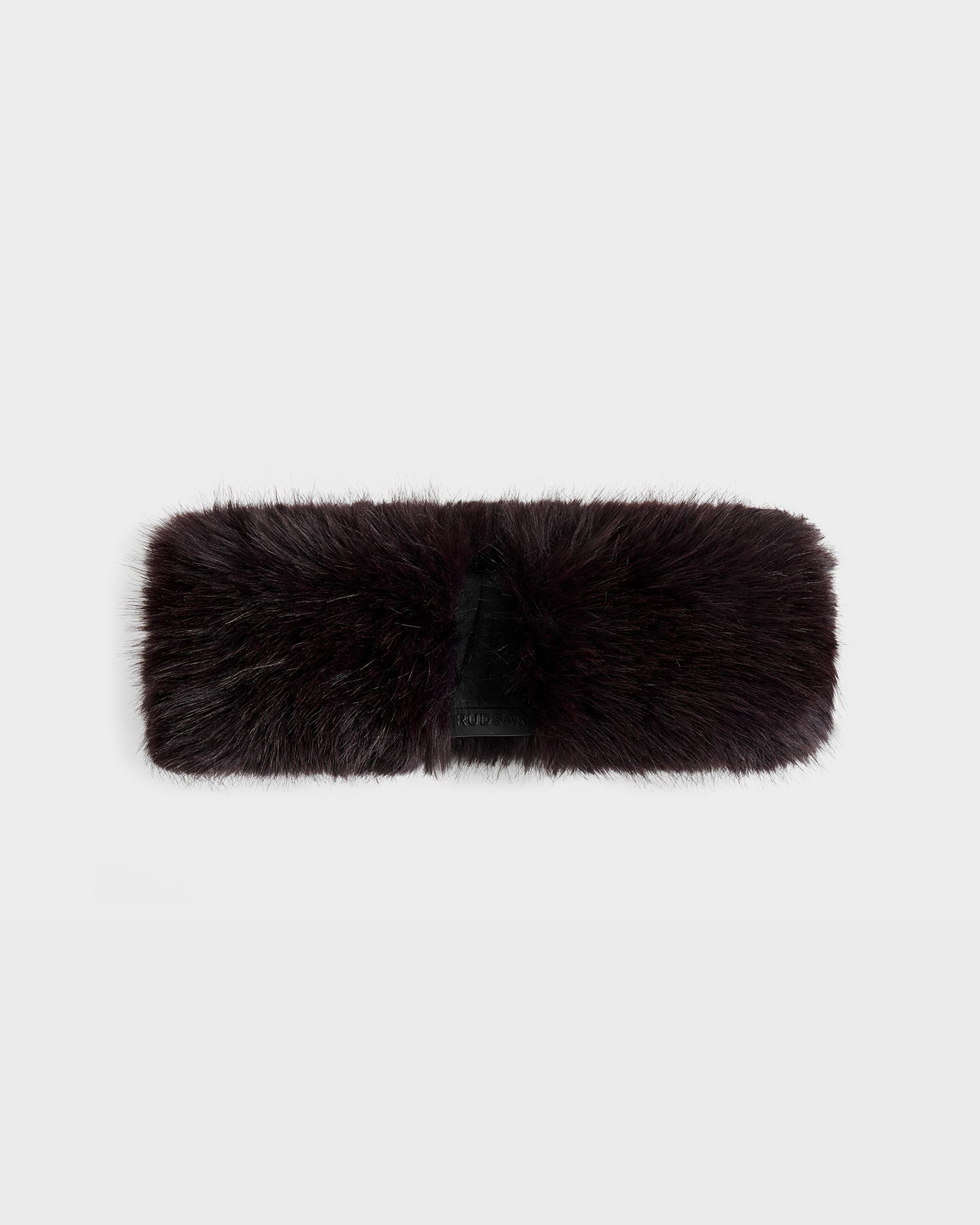 The ARLETTE - 8425544 Bordeaux by Rudsak is a dark brown women’s faux fur headband, shown on a white background—perfect as a cozy-chic winter accessory.
