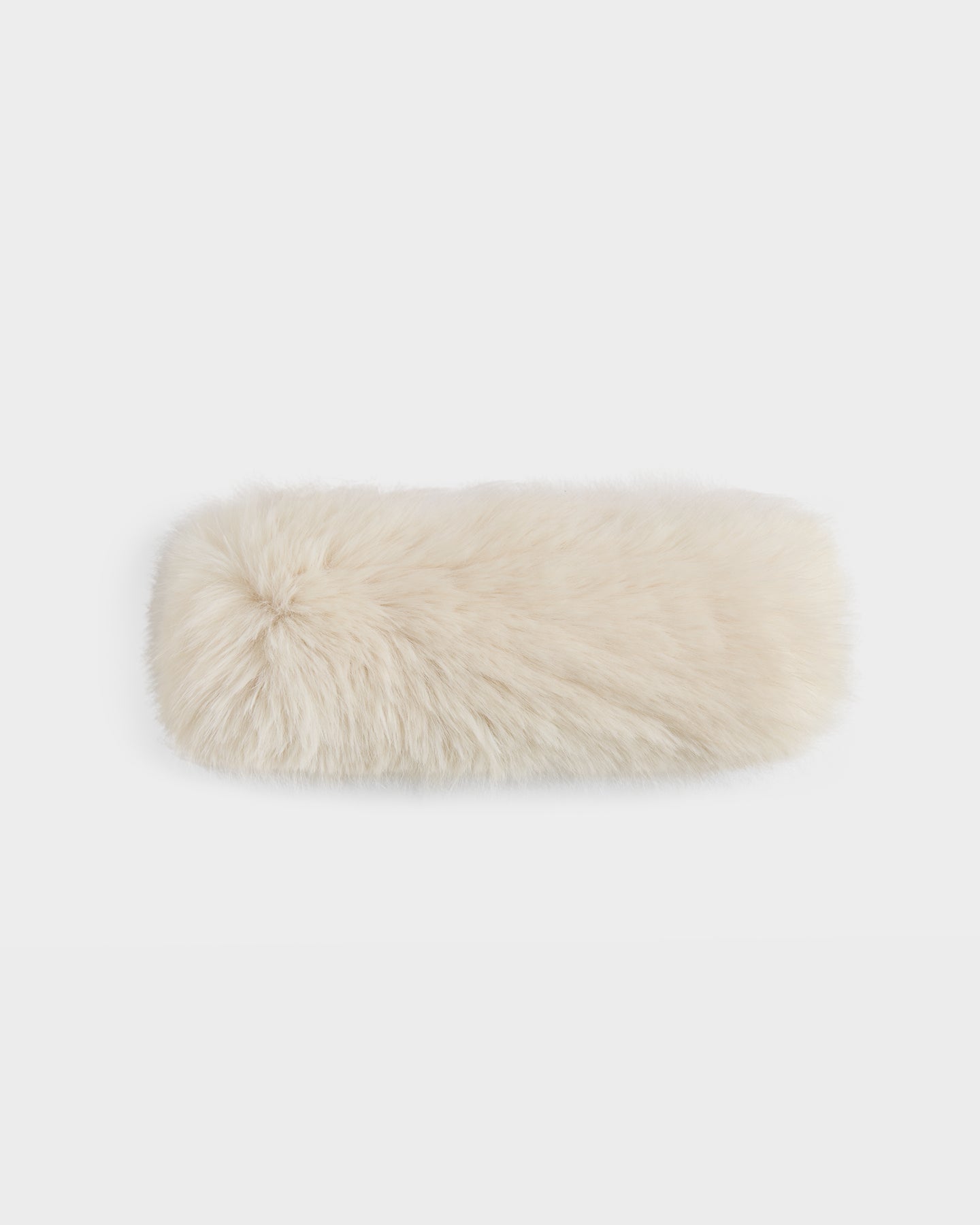 The Rudsak ARLETTE - 8425544 Vanilla is a cream-colored, fluffy women’s faux fur headband that brings cozy-chic style to any winter outfit, shown here against a plain white background.
