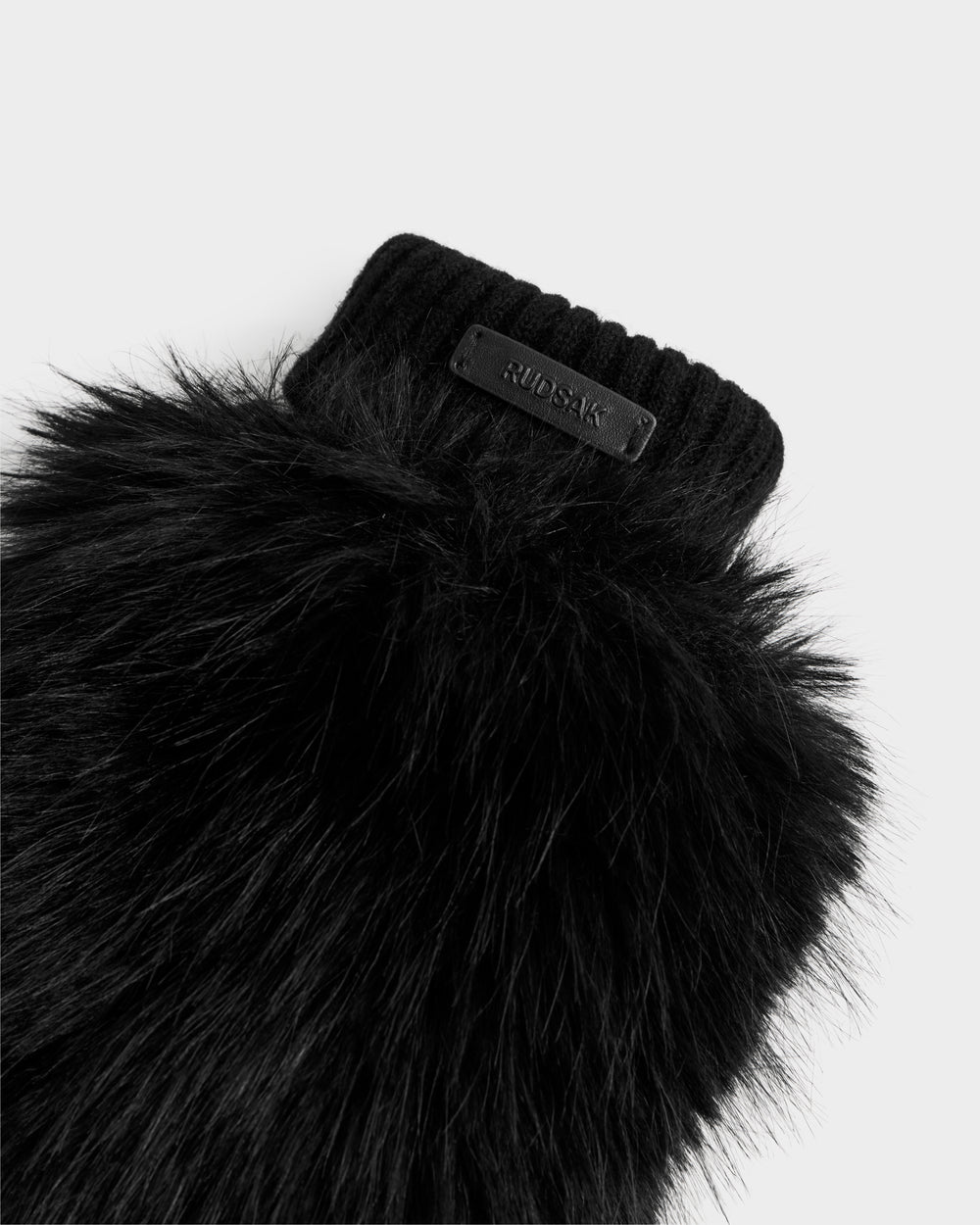 BELLA Black Faux Fur & Leather Mittens by RUDSAK - Cozy Winter