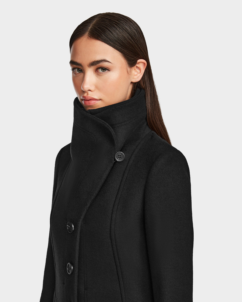 CAROLINE Black Wool Blend Coat | Elegant & Warm Knee-Length Style