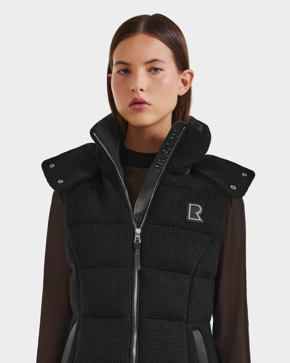 RUDSAK Cassidy Women's Black Down Vest | Wool-Blend, Removable