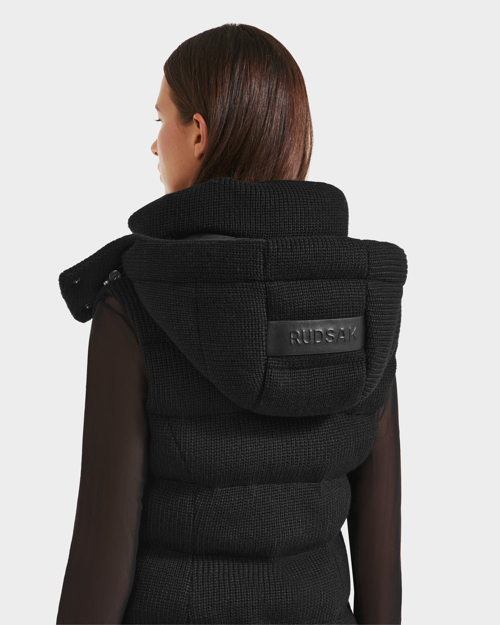 RUDSAK Cassidy Women's Black Down Vest | Wool-Blend, Removable