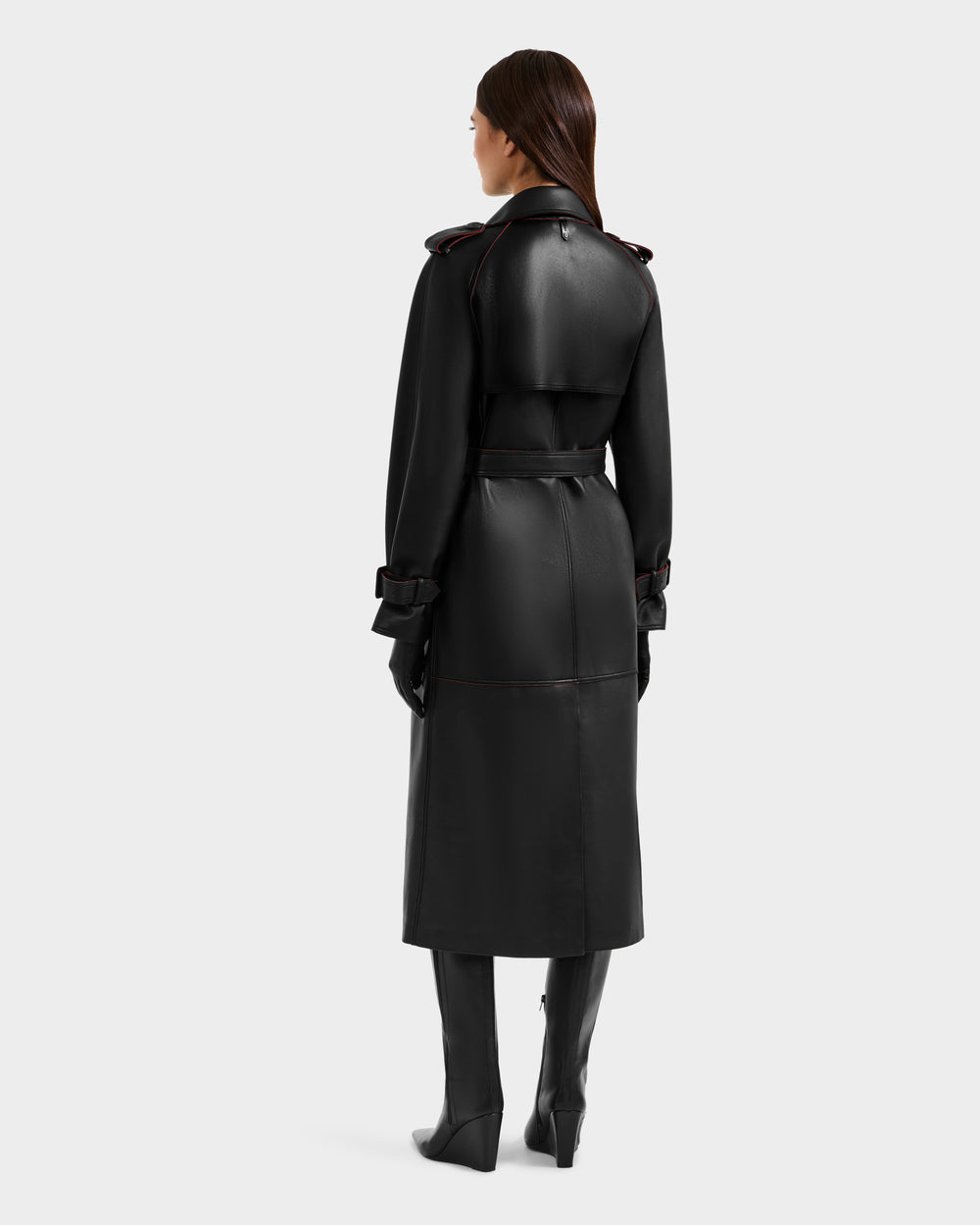 Women's Black Bonded Leather Trench Coat | RUDSAK Cassie L-B – Rudsak
