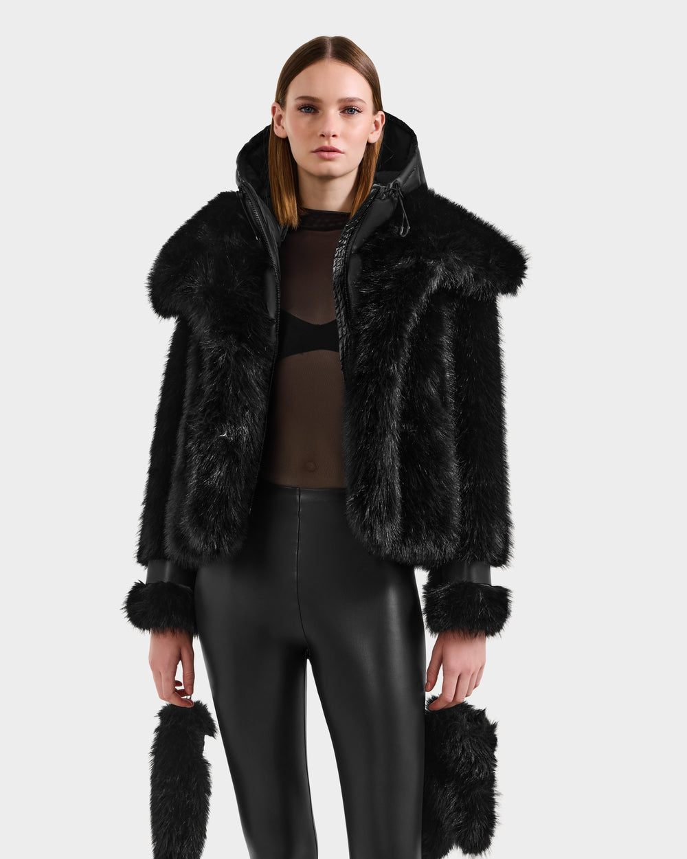 CHLOE Black Faux Fur Jacket | Luxurious Women's Outerwear – Rudsak