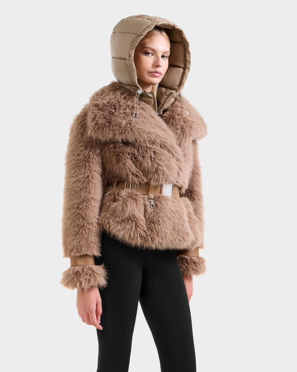 CHLOE Luxurious Faux Fur Jacket - Vegan Leather & Belt | RUDSAK