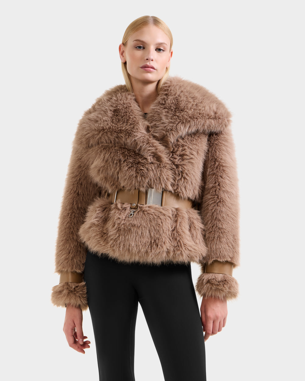 CHLOE Luxurious Faux Fur Jacket - Vegan Leather & Belt | RUDSAK