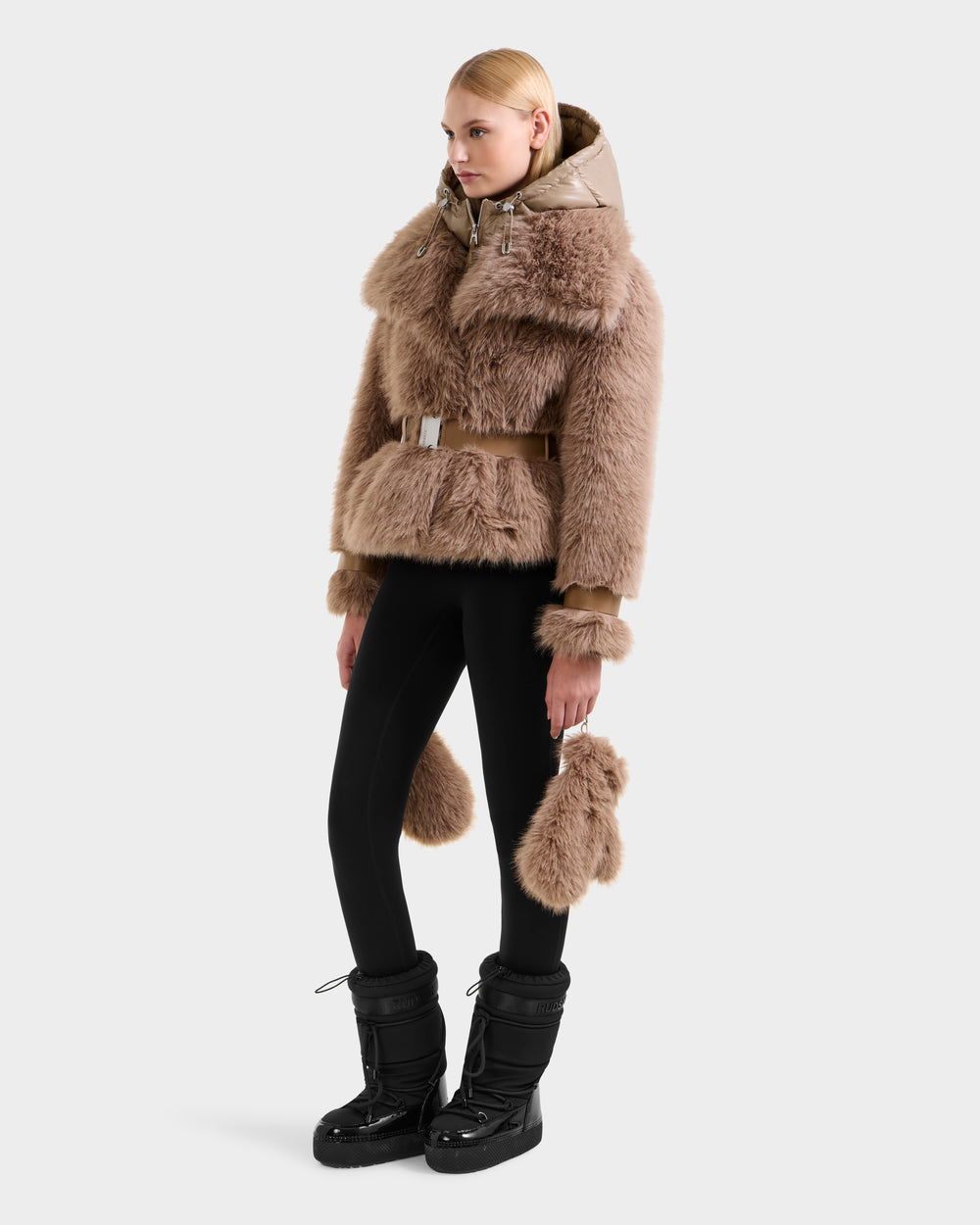 CHLOE Luxurious Faux Fur Jacket - Vegan Leather & Belt | RUDSAK