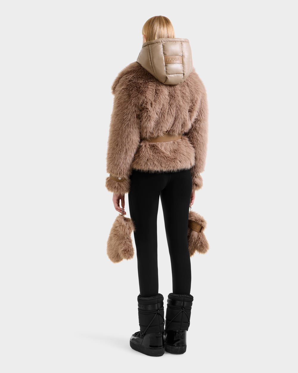 CHLOE Luxurious Faux Fur Jacket Vegan Leather Belt RUDSAK
