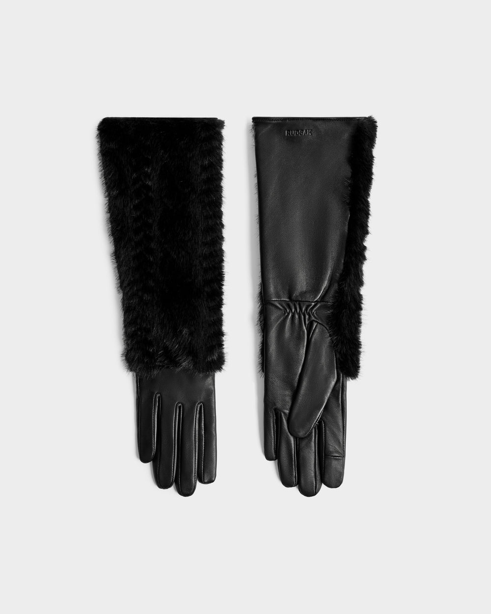 RUDSAK COVE Black Leather Faux Fur Touchscreen Gloves | Luxe Style