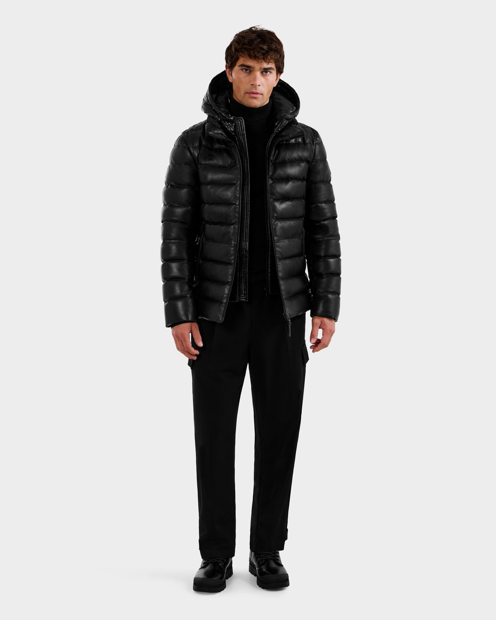 RUDSAK DRAVEN X Men's Black Leather Down Puffer Jacket – Rudsak