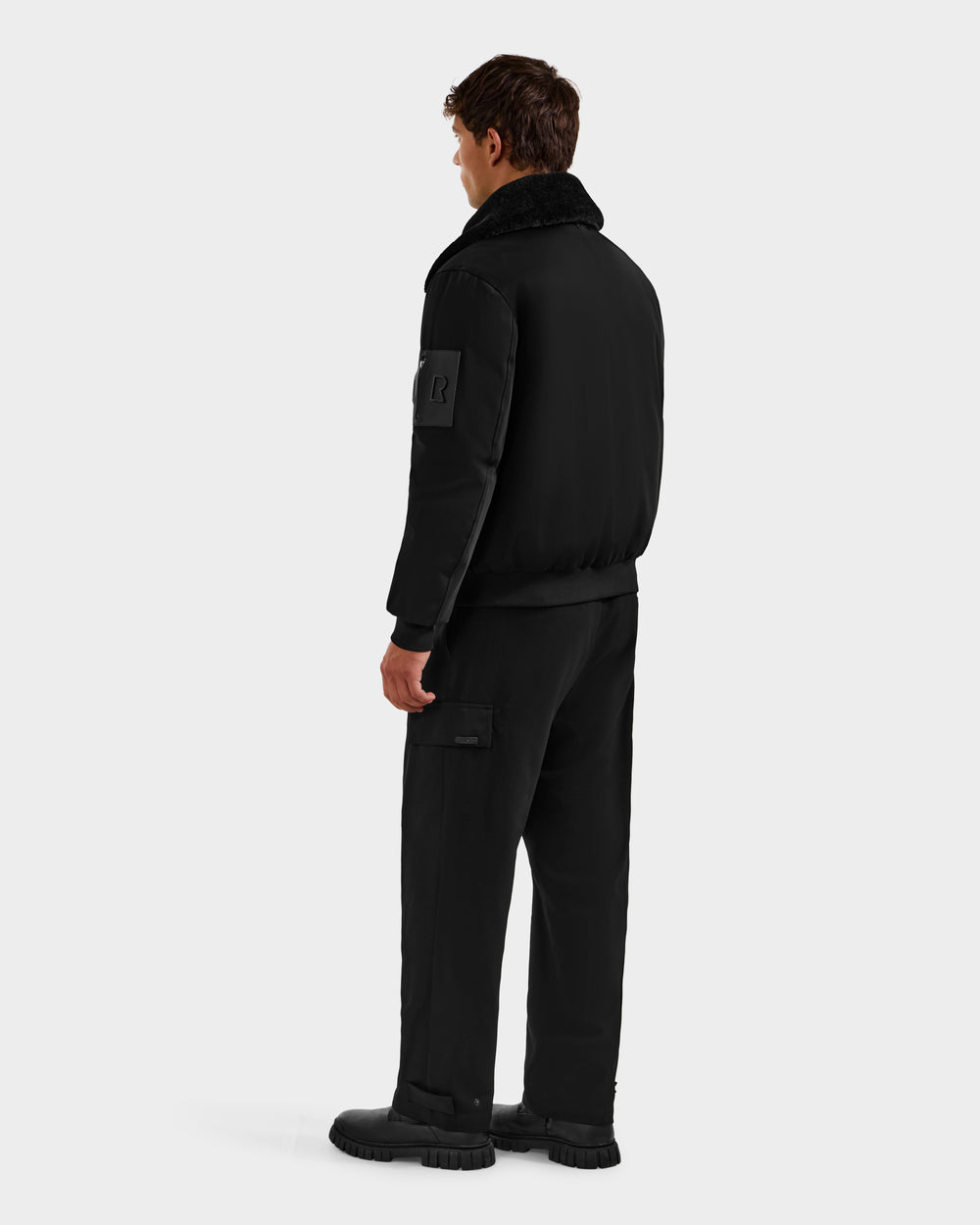 RUDSAK DYLAN Men's Black Aviator Bomber Jacket | Faux Fur Trim RUDSAK DYLAN Men's Black Aviator Bomber Jacket | Faux Fur Trim