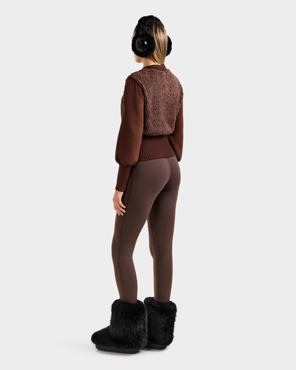 新品　florent HIGHNECK TUCK SLEEVE BLOUS RUDSAK Florence Faux Fur Après-Ski Women's Top - Cozy Mocha