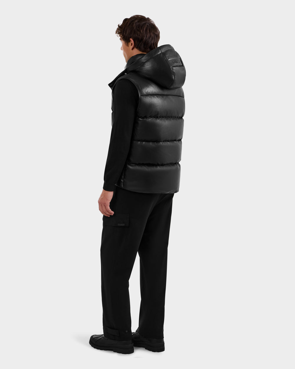 RUDSAK HENRY X Men's Quilted Leather Down Vest | Removable Hood