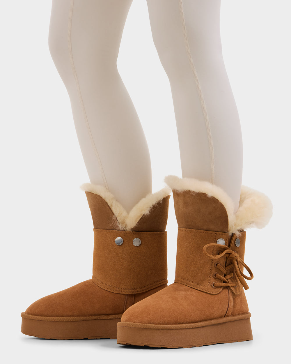 INESA RUDSAK Women's Tan Suede Platform Boots | Warmth & Comfort