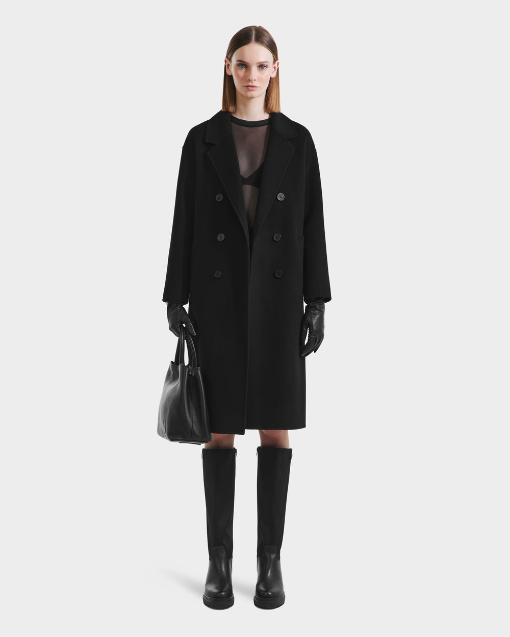 RUDSAK JADE Women's Black Wool Overcoat - Sophisticated & Warm