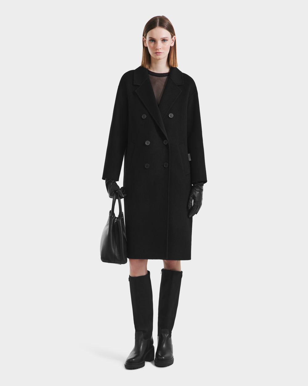 RUDSAK JADE Women's Black Wool Overcoat - Sophisticated & Warm