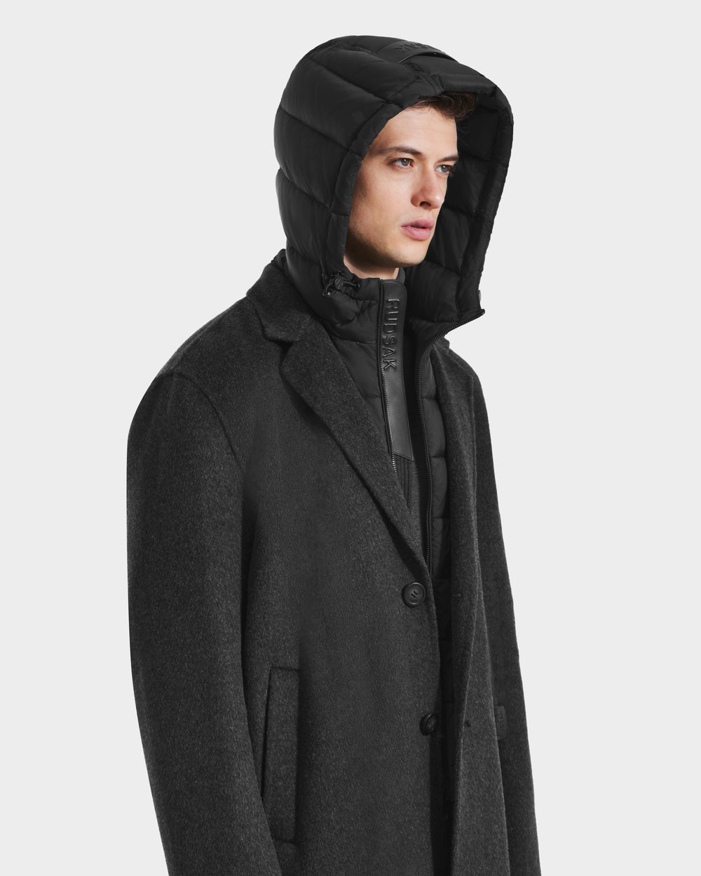 JEREMIAH Men's Grey Wool-Blend Coat | Removable Insulated Dickie JEREMIAH Men's Grey Wool-Blend Coat | Removable Insulated Dickie