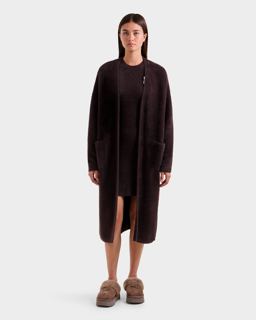 LACEY RUDSAK Women's Fuzzy Long Cardigan Sweater - Cozy & Plush