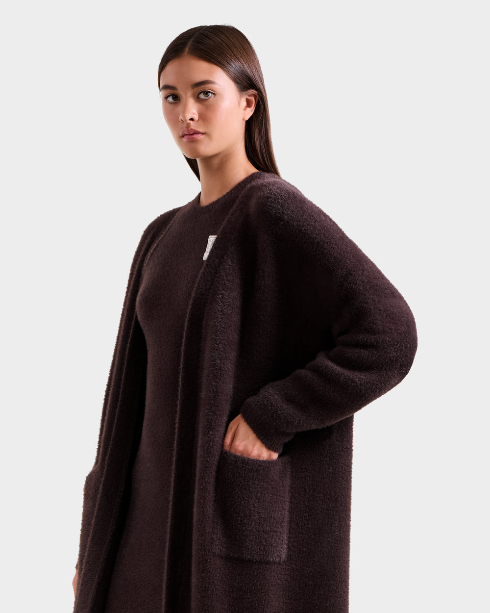 LACEY RUDSAK Women's Fuzzy Long Cardigan Sweater - Cozy & Plush