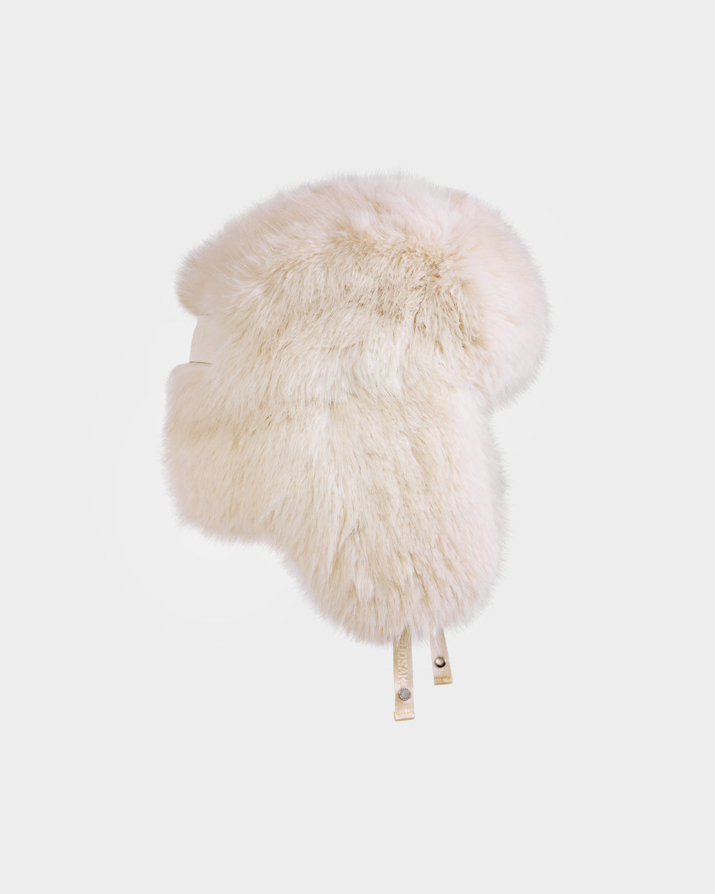 The Rudsak LIRA - 8425024 Vanilla is a cream-colored women’s faux fur aviator hat with ear flaps and beige straps, perfect for après-ski winter warmth, shown against a plain white background.
