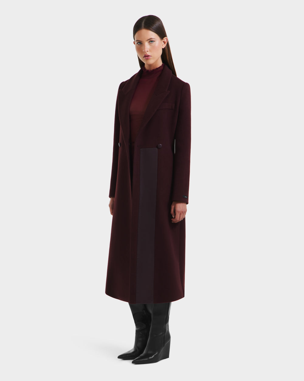 RUDSAK LYNWOOD Women's Bordeaux Wool Coat with Leather Panel – Rudsak RUDSAK LYNWOOD Women's Bordeaux Wool Coat with Leather Panel – Rudsak