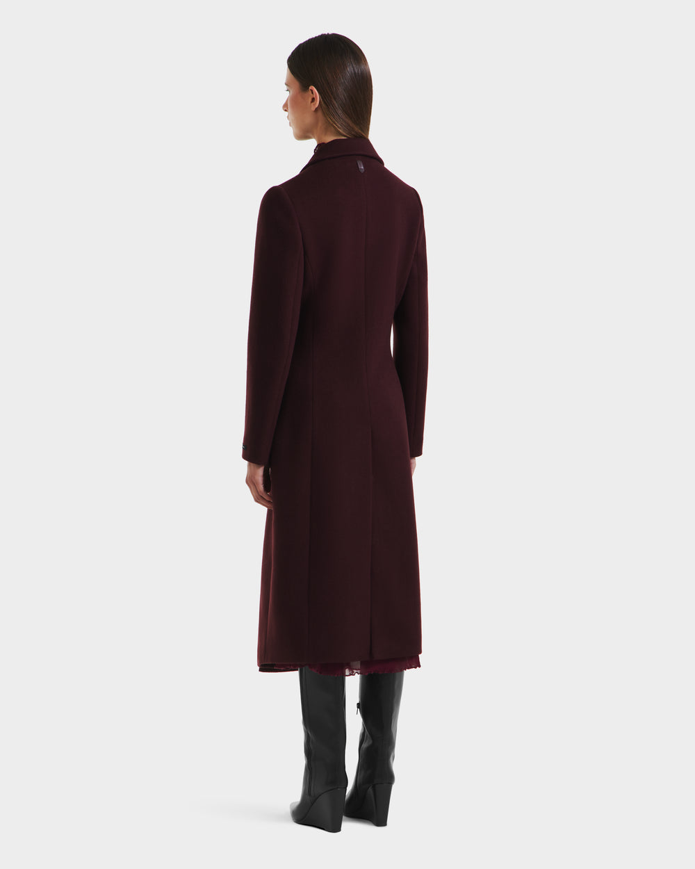 RUDSAK LYNWOOD Women's Bordeaux Wool Coat with Leather Panel – Rudsak