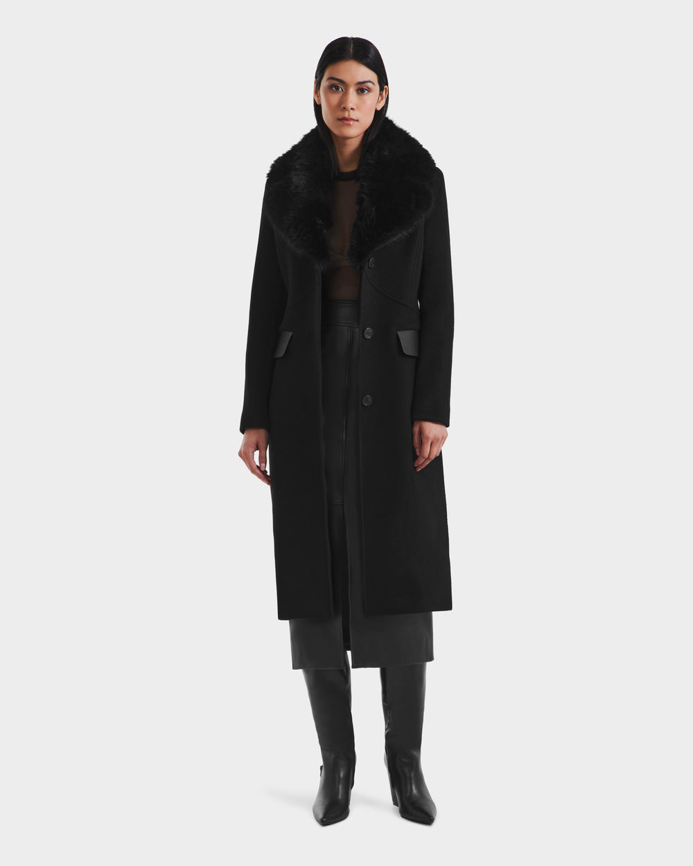 RUDSAK MANDY Black Wool Coat Tailored Sophisticated Women's