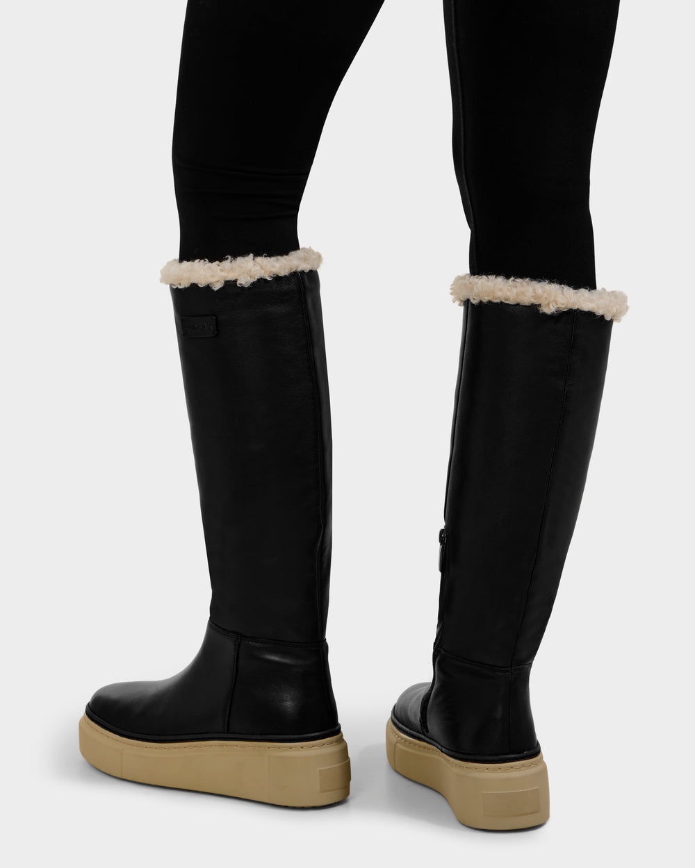 RUDSAK MIKIE L Black Foldover Shearling Boots - Warm Leather – Rudsak