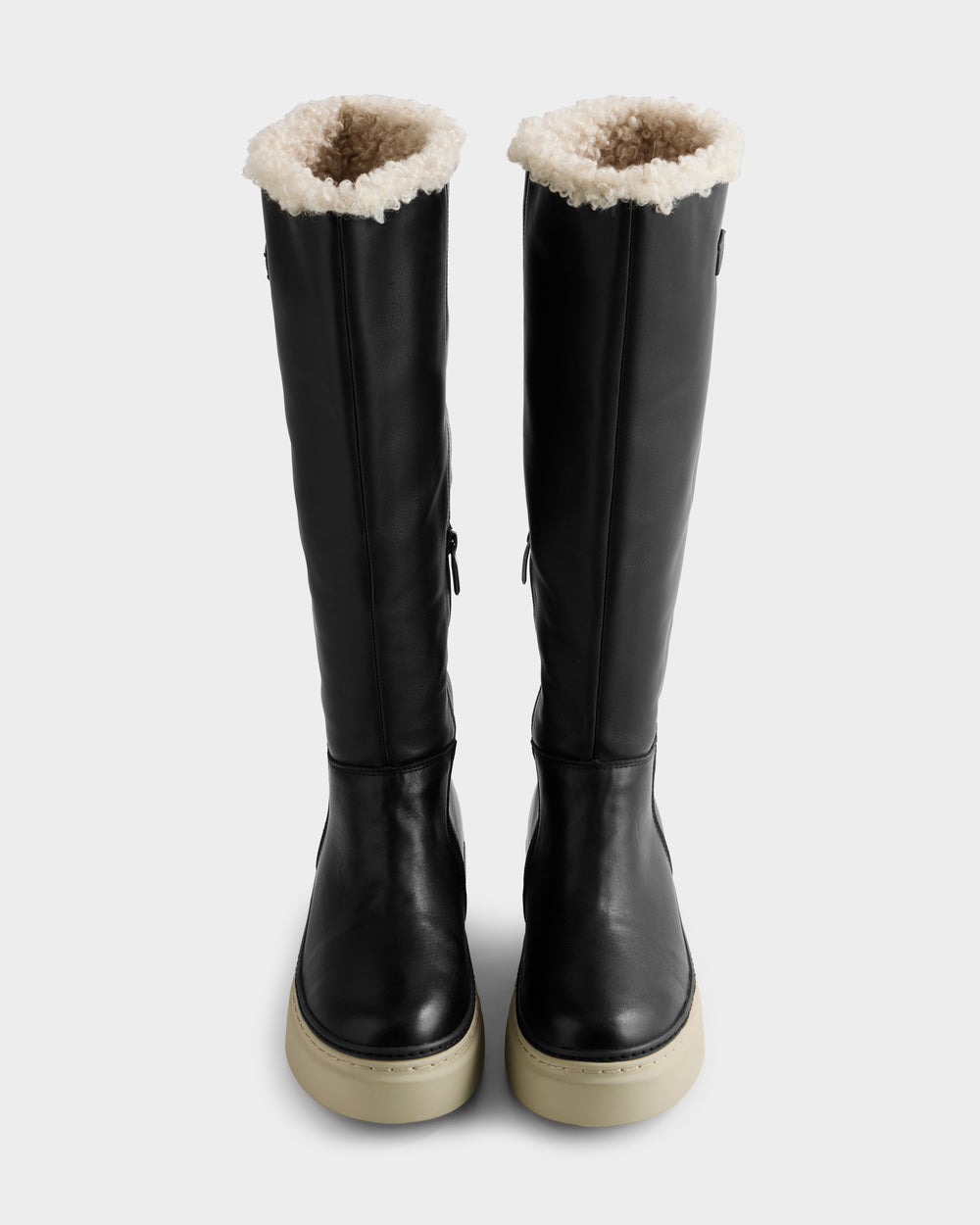 RUDSAK MIKIE L Black Foldover Shearling Boots - Warm Leather – Rudsak