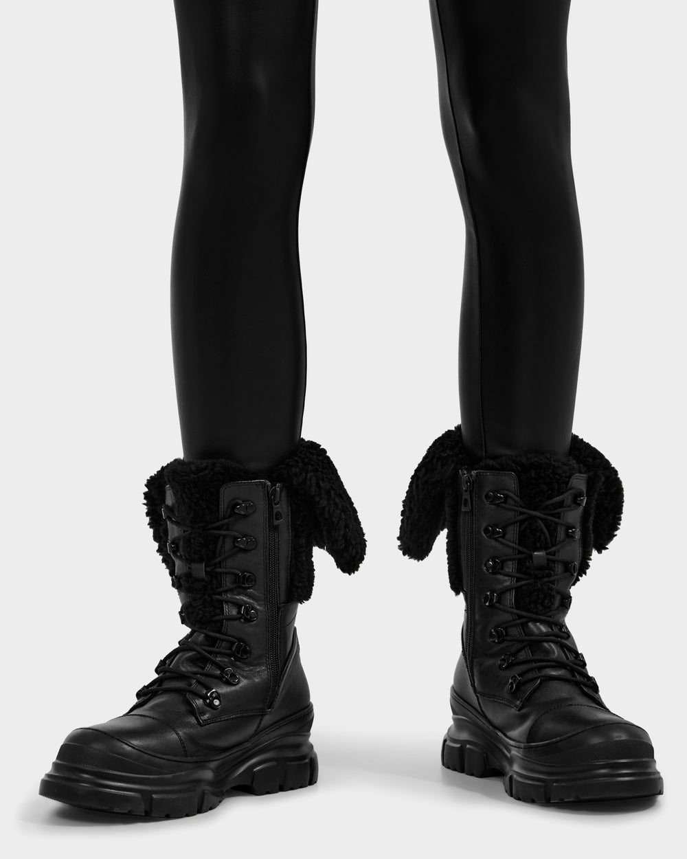 RUDSAK MODENA Black Leather Winter Boots | Cozy Shearling – Rudsak