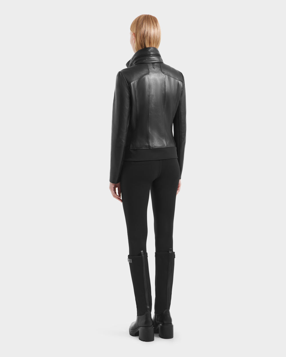 RUDSAK REBECCA Black Lamb Leather Moto Jacket - Hideaway Hood – Rudsak