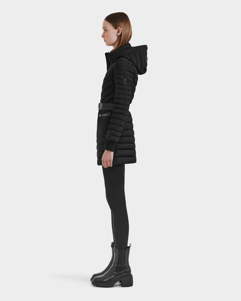 SCARLETT M-M Sculpted Lightweight Down Puffer - Mid-Length Black