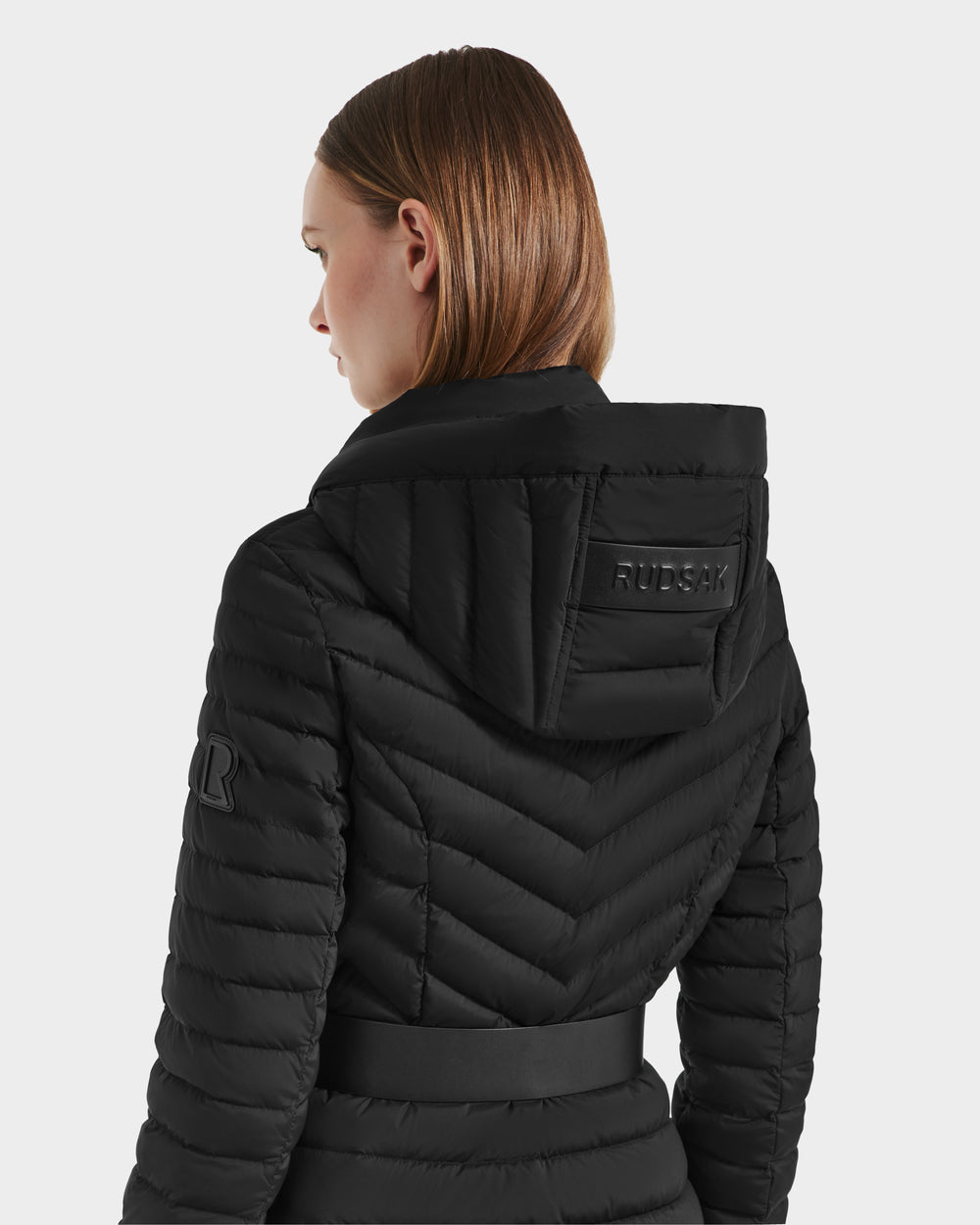 SCARLETT M-M Sculpted Lightweight Down Puffer - Mid-Length Black
