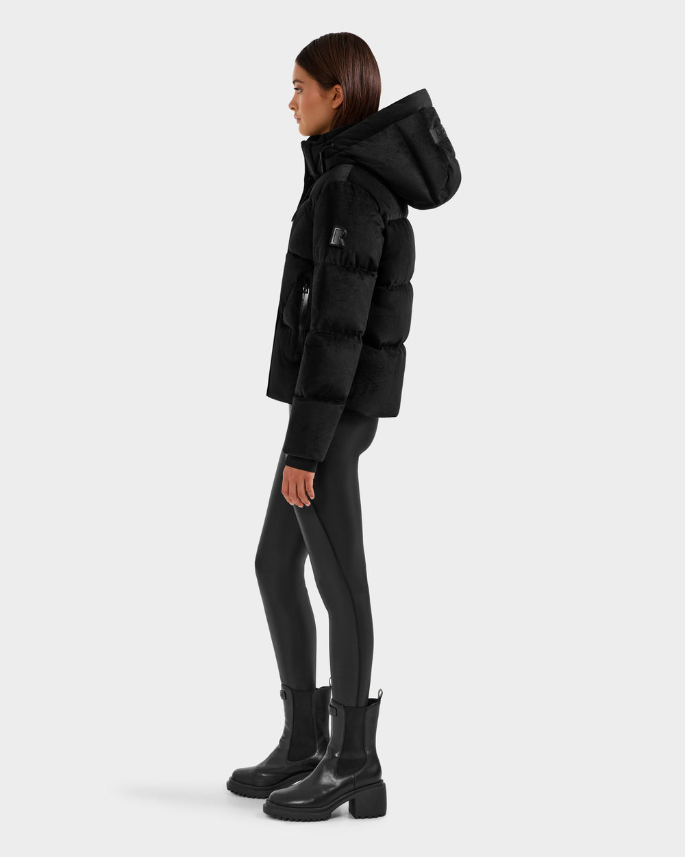 RUDSAK STEFANIE V Black Velvet Down Puffer | Warm & Chic – Rudsak
