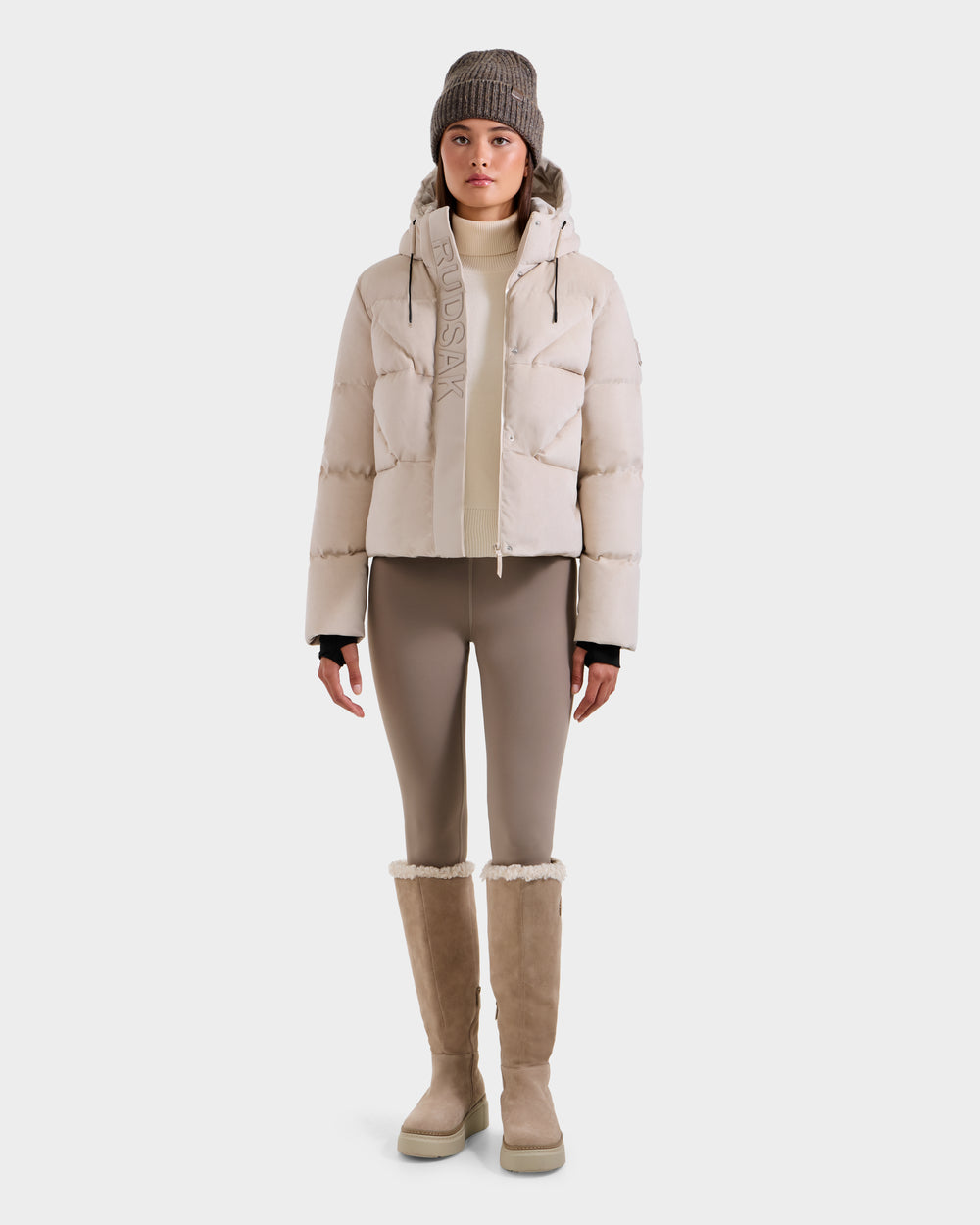 RUDSAK STEFANIE V Vanilla Velvet Down Puffer Jacket – Rudsak