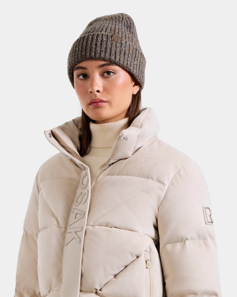 RUDSAK STEFANIE V Vanilla Velvet Down Puffer Jacket – Rudsak