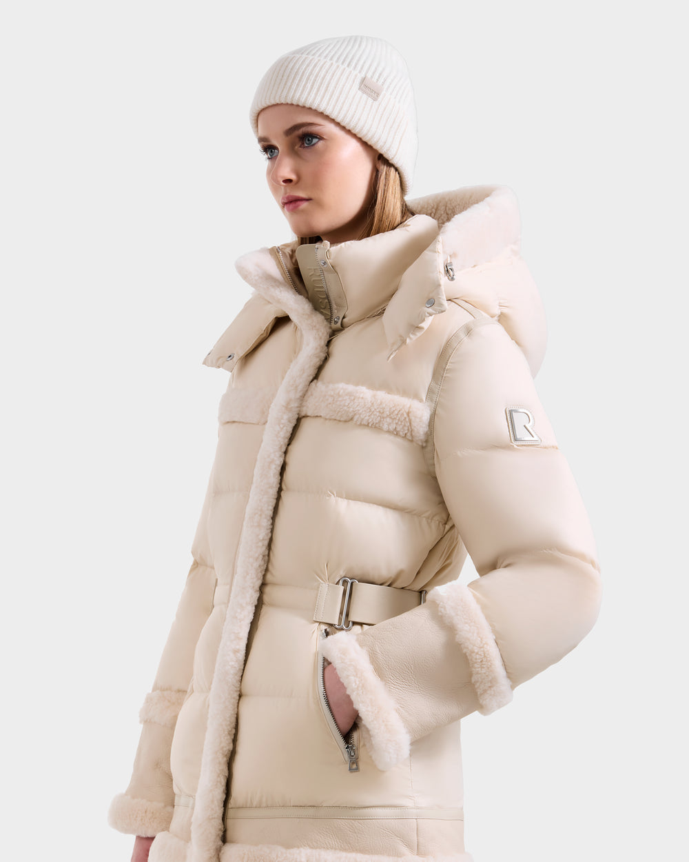 RUDSAK TESSA Women's Mid-Length Down Puffer | Luxury Shearling