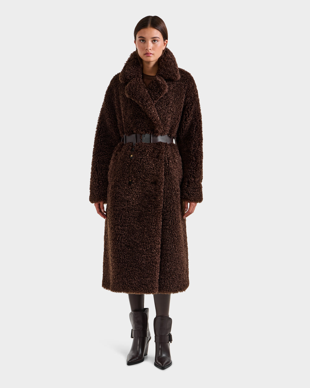 RUDSAK TINA Women's Faux Fur Teddy Trench Coat - Warm & Stylish