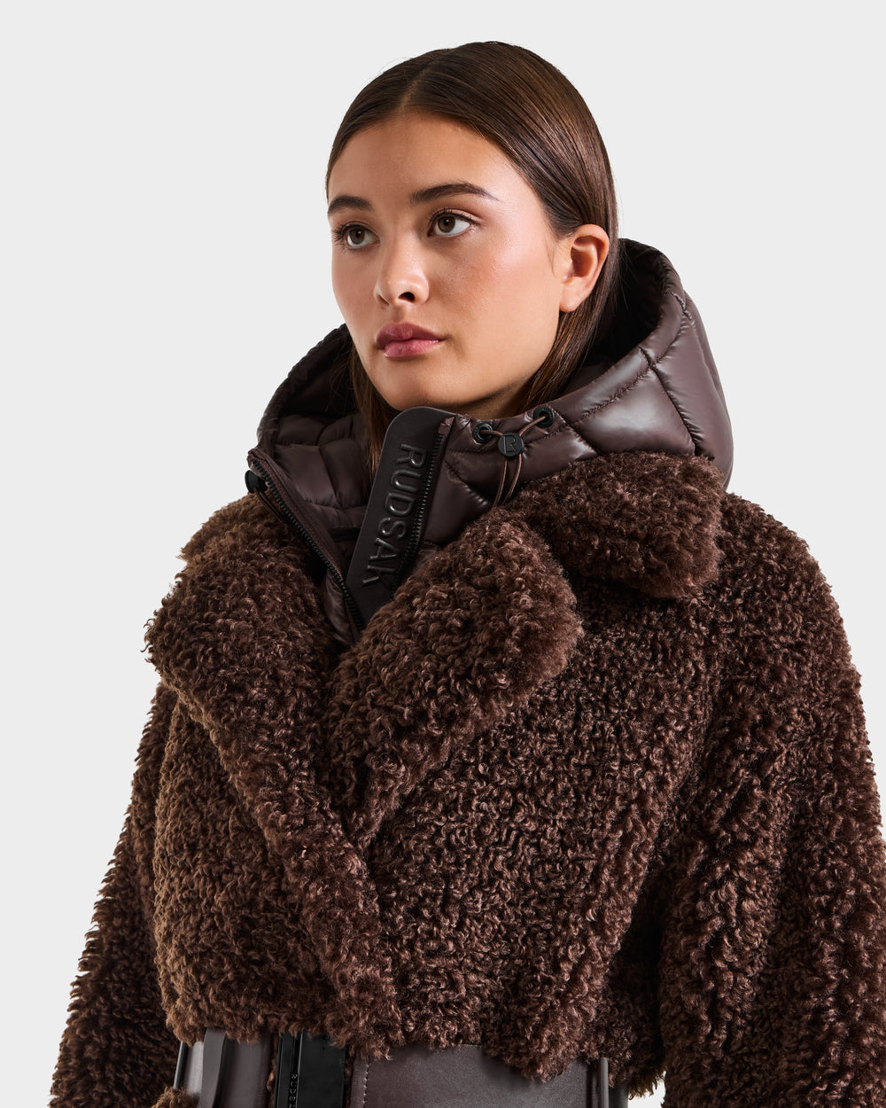 RUDSAK TINA Women's Faux Fur Teddy Trench Coat - Warm & Stylish