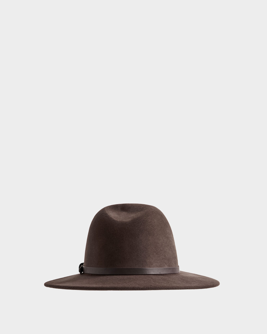 The Rudsak ZELDA - 8425536 Espresso is a premium felted wool wide-brim hat with a slightly rounded crown and a dark band, shown against a plain light gray background.