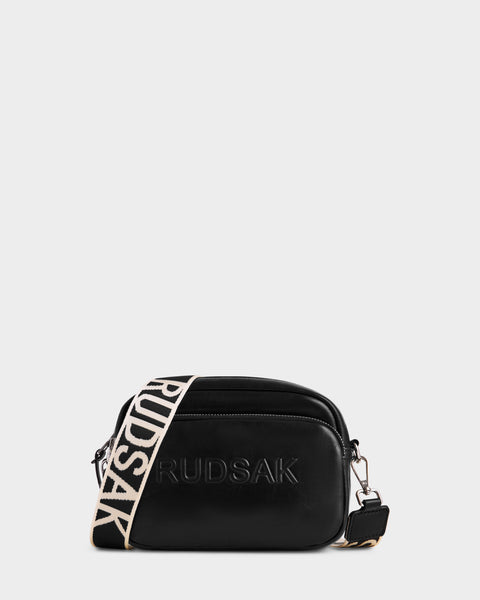 RUDSAK ZOYA L Black Leather Crossbody Bag | Smooth, Dual Zip – Rudsak