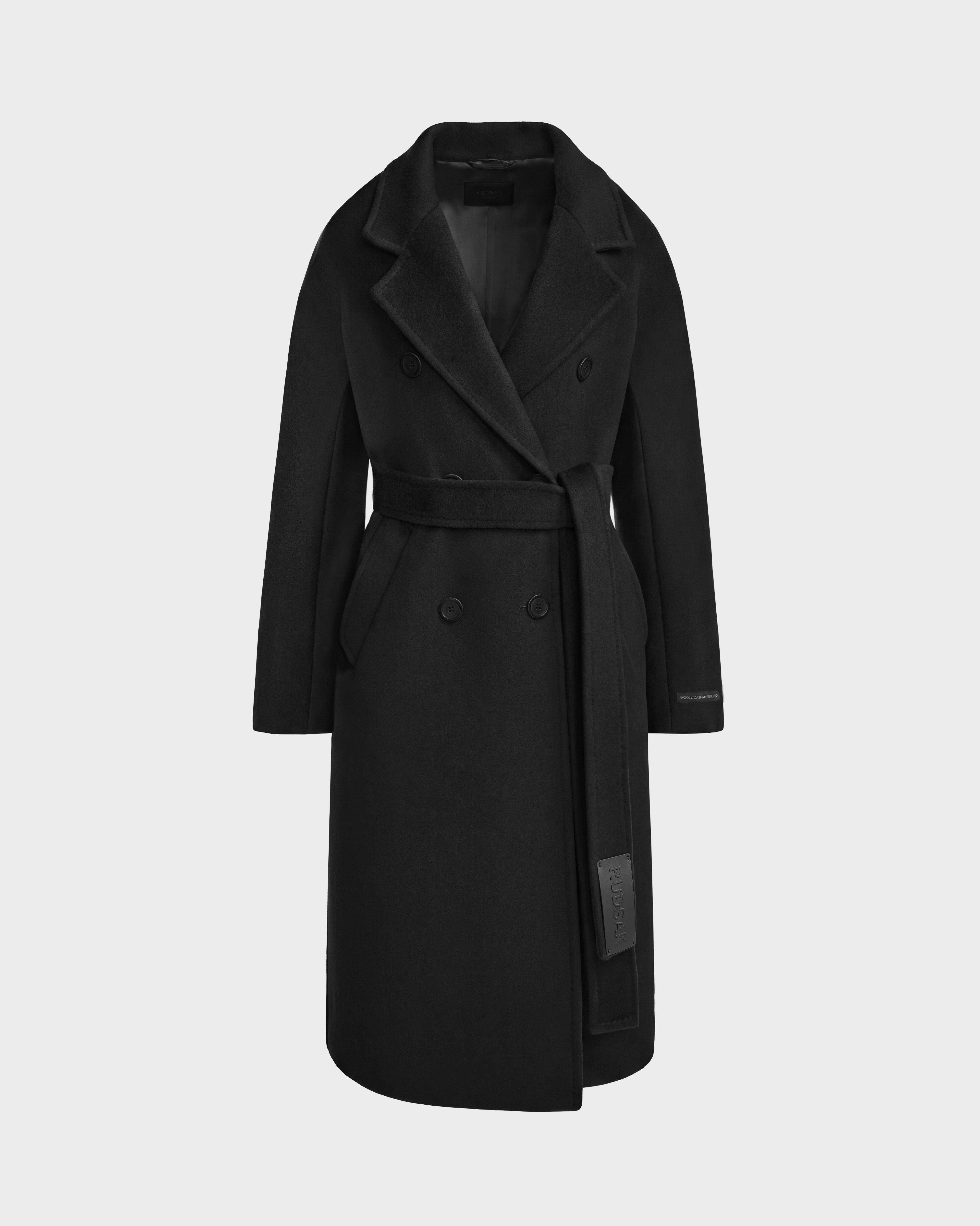 RUDSAK KOURT W Black Women's Belted Wool & Cashmere Coat – Rudsak