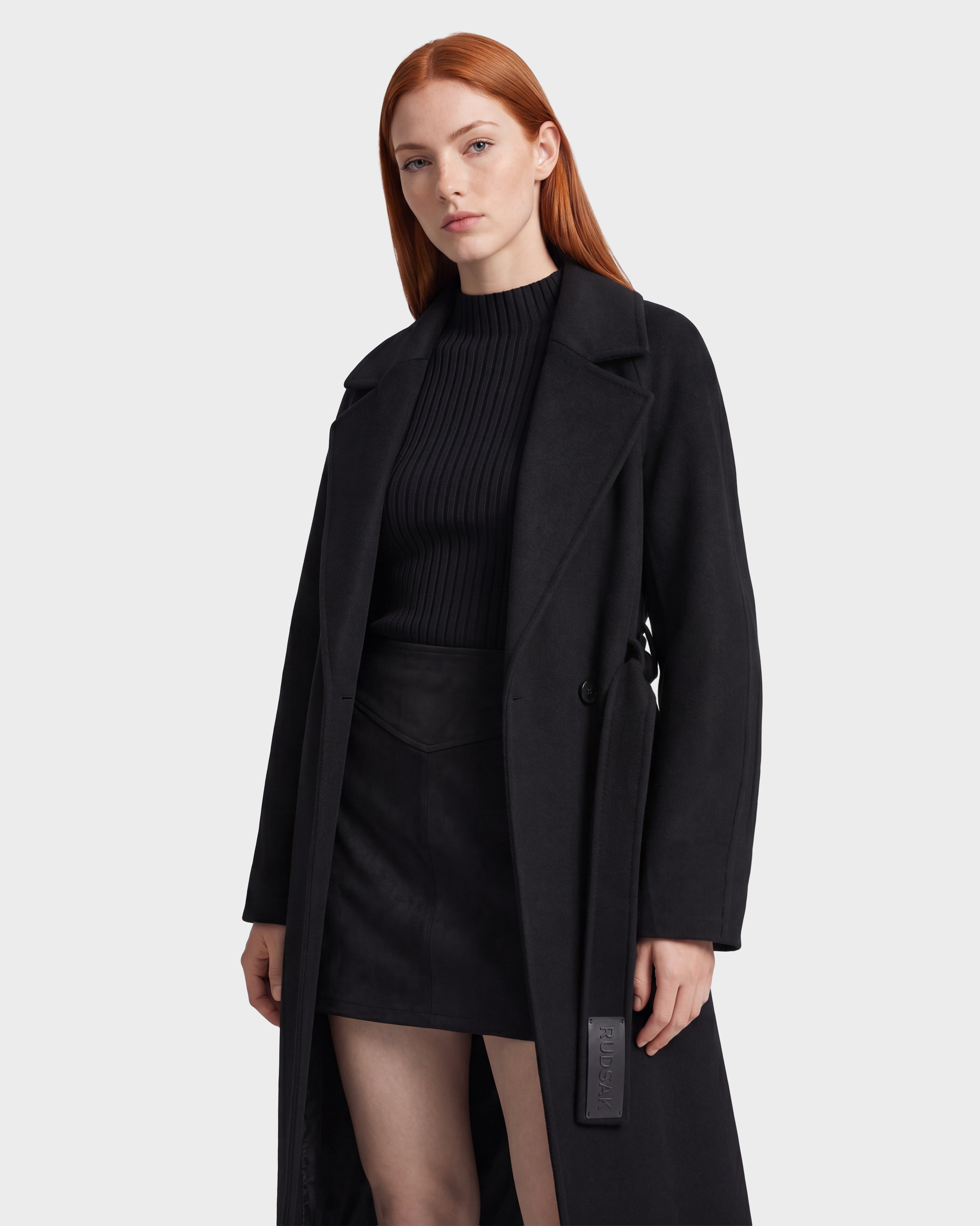 RUDSAK LILIA Women's Wool Silk Cashmere Wrap Coat - Luxe Warmth