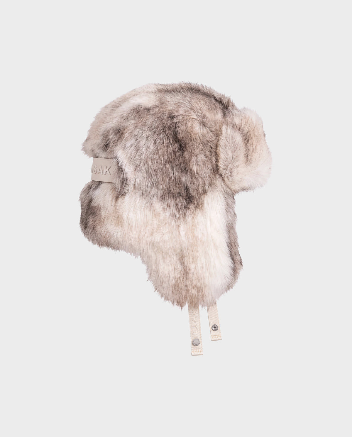 Rudsak LIRA - 8425024 Mix Vanilla cream and grey faux fur aviator hat featuring adjustable chin straps and side buckle details for winter warmth.