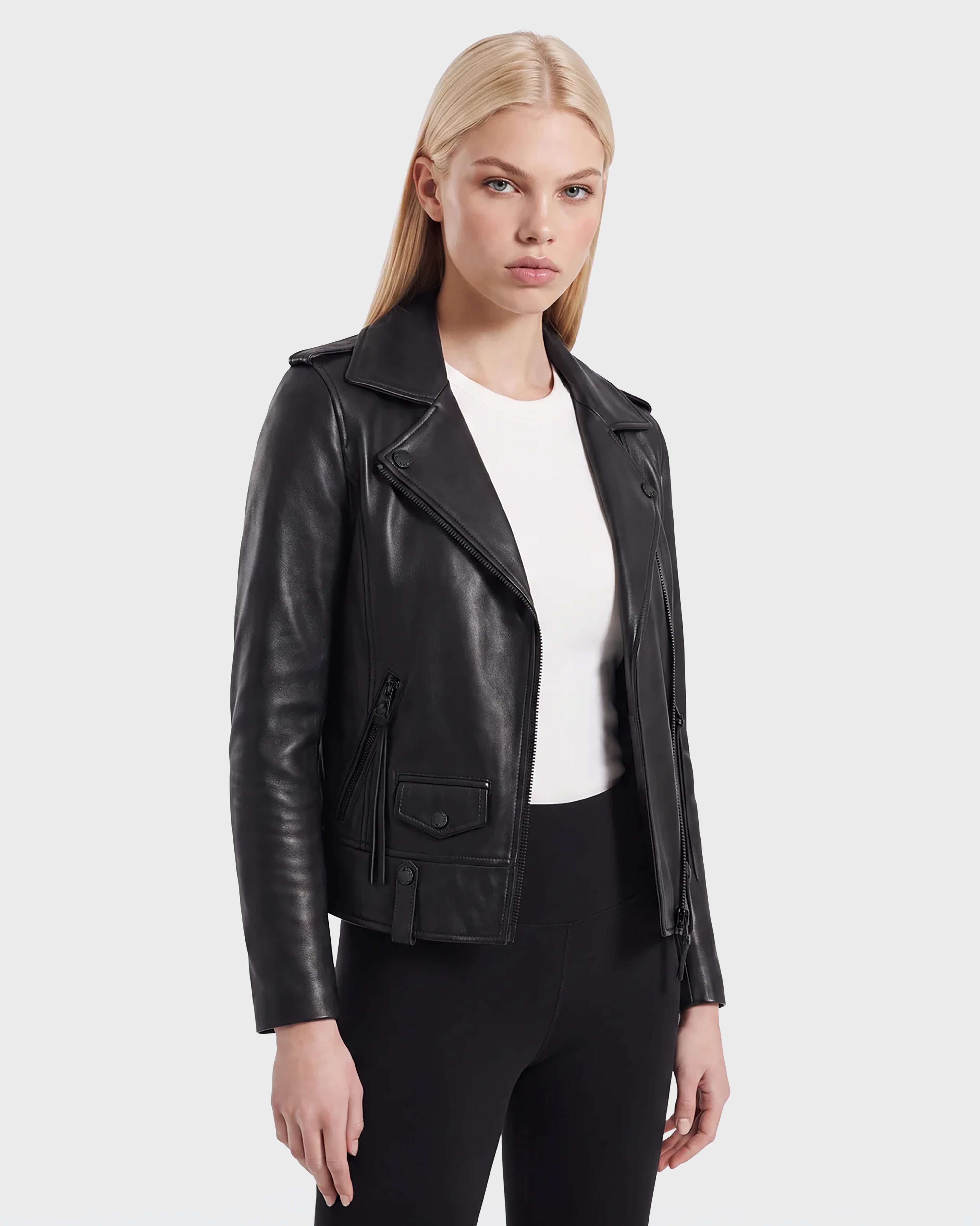 Women's leather jacket MERGO BLACK | RUDSAK – Rudsak